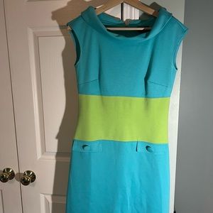 Just Taylor size 6 Dress Teal and Lime 60s inspired